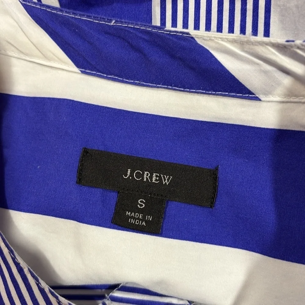 J. Crew nautical Button-front cotton poplin tunic in stripe